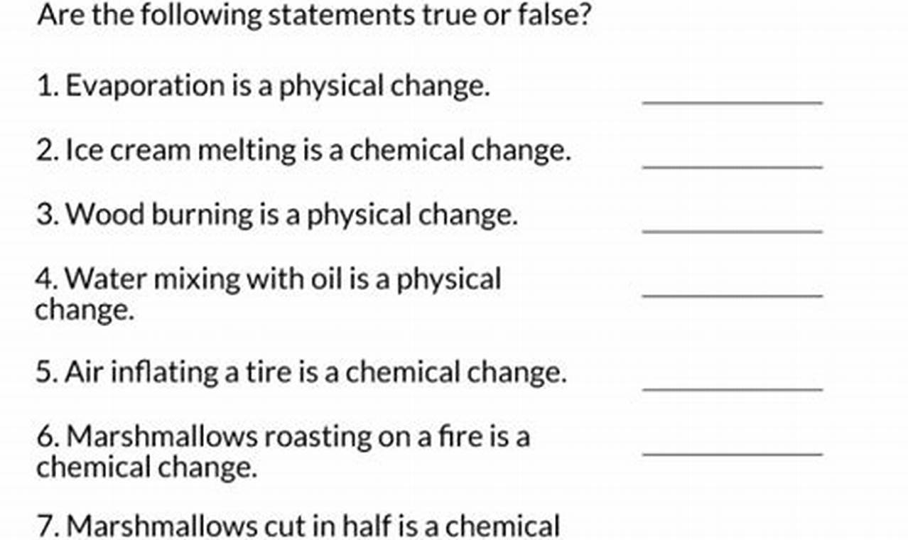 Physical And Chemical Changes Worksheet 8th Grade Answers